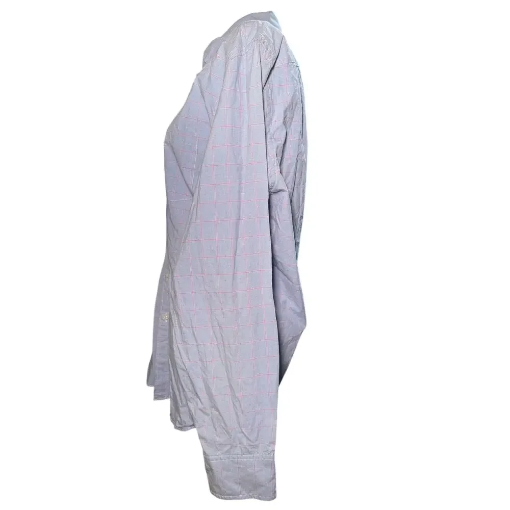 J.Crew Blue Red Plaid Check Button Down Long Sleeve Shirt, Cotton, Men's Large